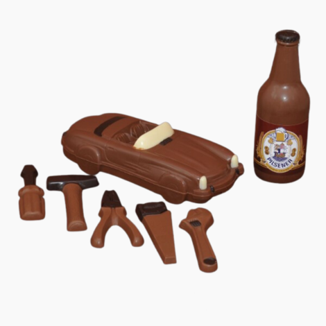 Zestaw dla mężczyzny - czekoladowy samochód, narzędzia i piwo